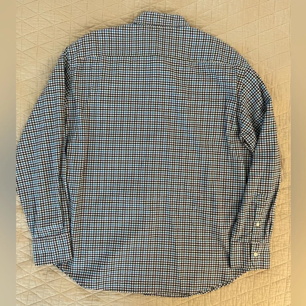 MASON’S Micro Brushed Cotton Mini Check‎ Spread Collar Shirt in Multi Size XXL